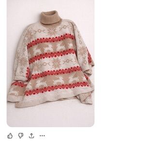 Cozy Red and Cream Turtleneck Sweater